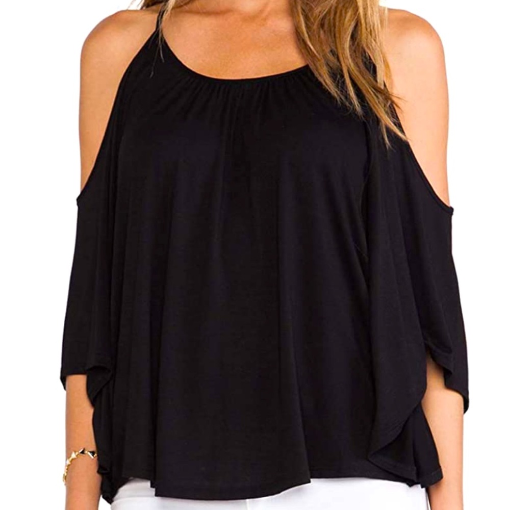 Off Shoulder Navy Blue Blouse